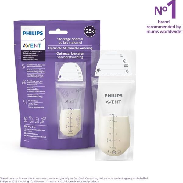 Philips Avent Breast Milk Storage Bags 180ml 25pcs